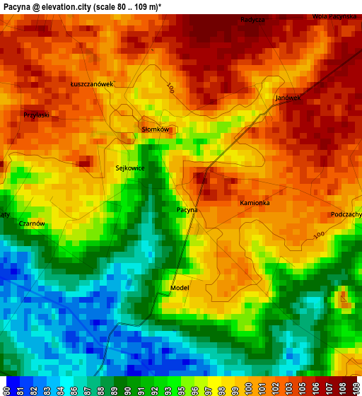 Pacyna elevation map