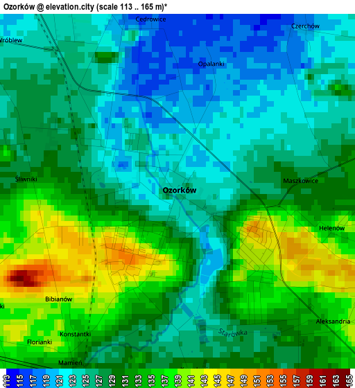 Ozorków elevation map