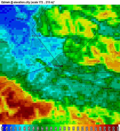 Ozimek elevation map