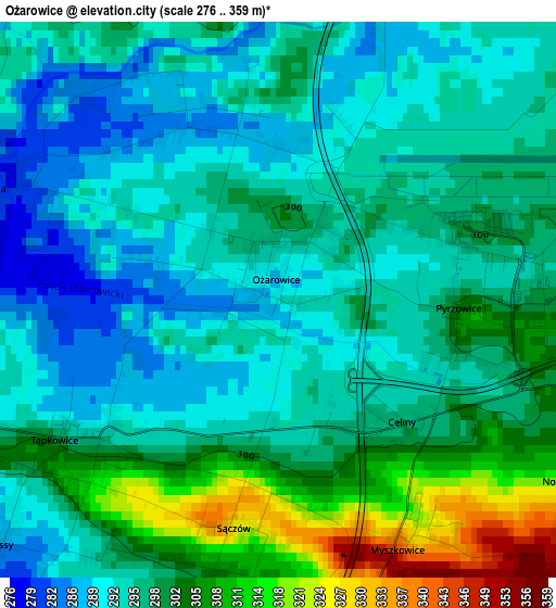 Ożarowice elevation map