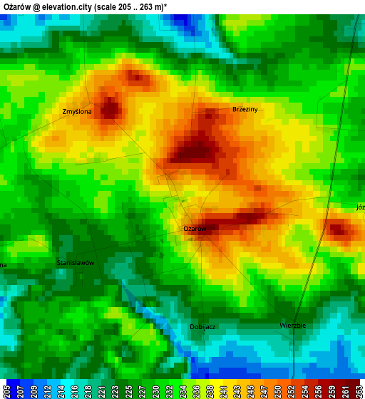 Ożarów elevation map