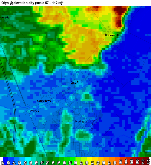 Otyń elevation map