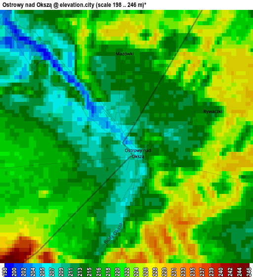 Ostrowy nad Okszą elevation map
