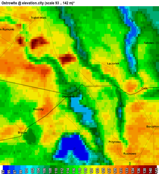 Ostrowite elevation map