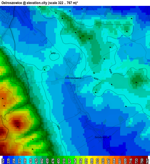 Ostroszowice elevation map