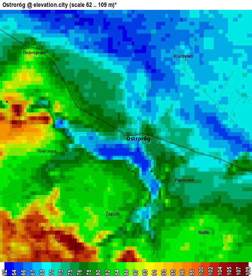 Ostroróg elevation map