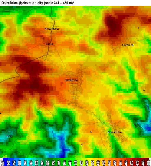 Ostrężnica elevation map