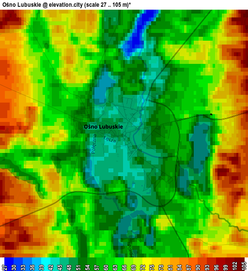 Ośno Lubuskie elevation map