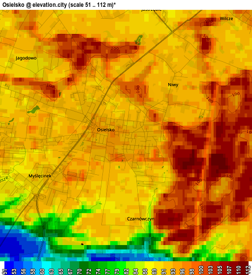 Osielsko elevation map