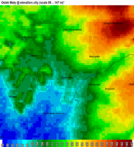 Osiek Mały elevation map