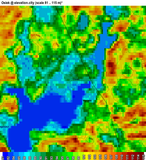 Osiek elevation map