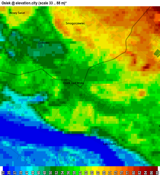 Osiek elevation map