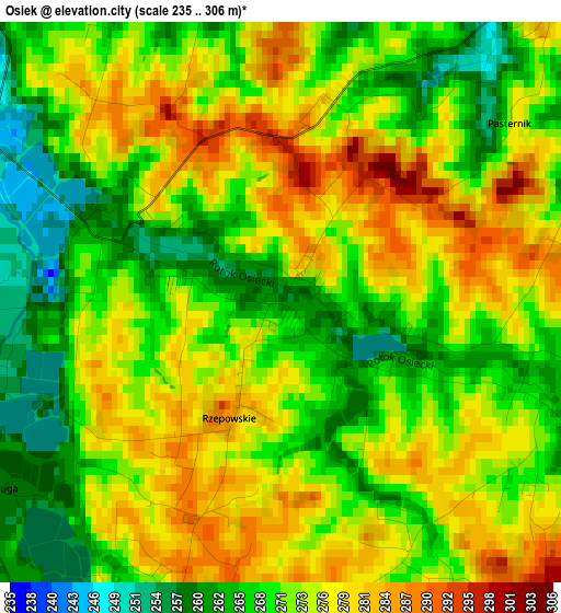 Osiek elevation map