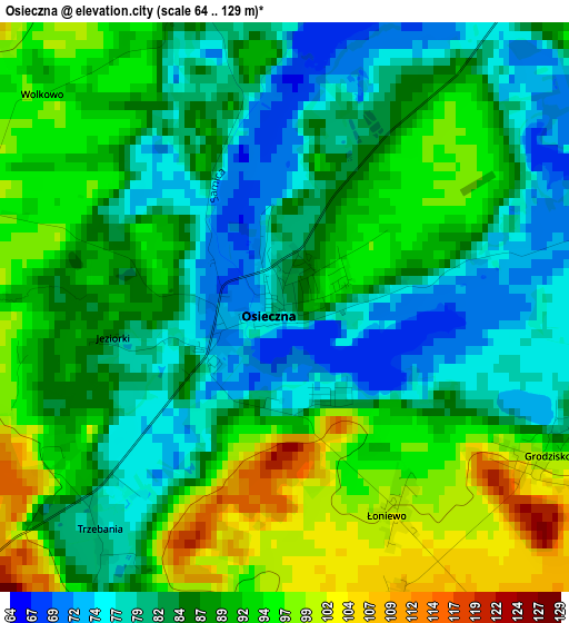 Osieczna elevation map