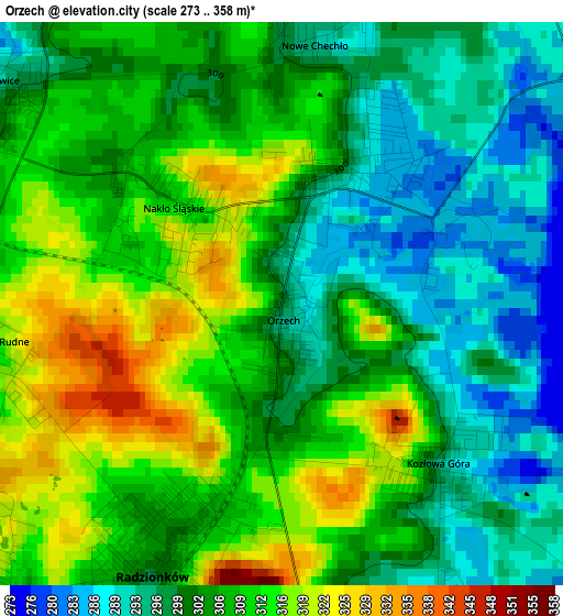 Orzech elevation map