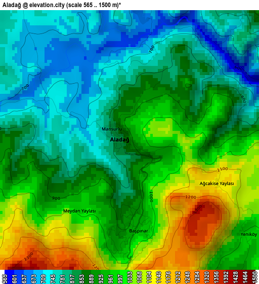 Aladağ elevation map