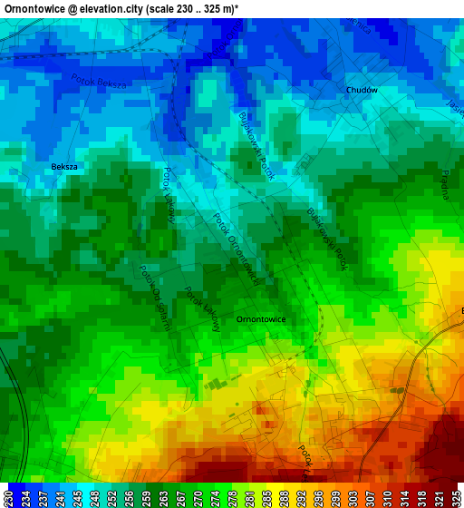 Ornontowice elevation map