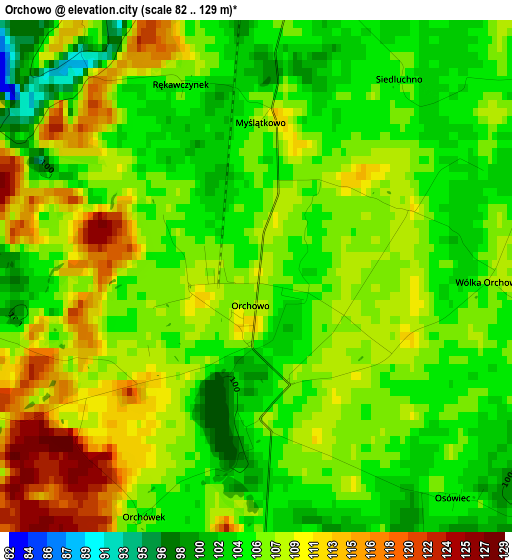 Orchowo elevation map