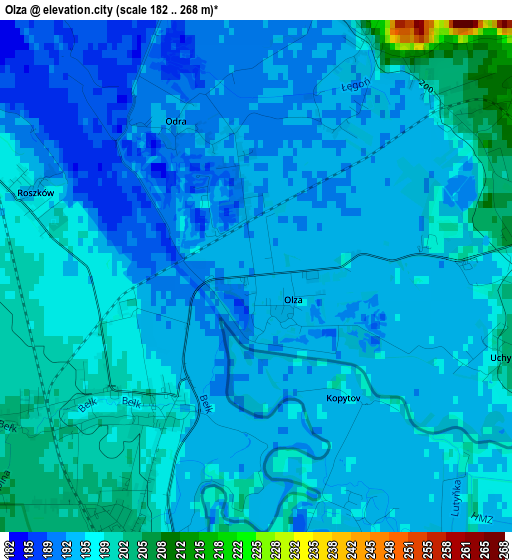 Olza elevation map