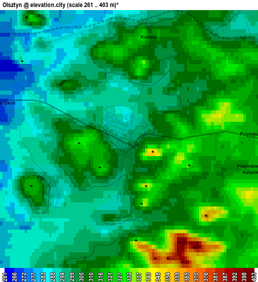 Olsztyn elevation map