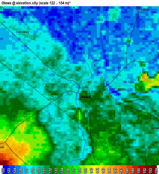 Oława elevation map