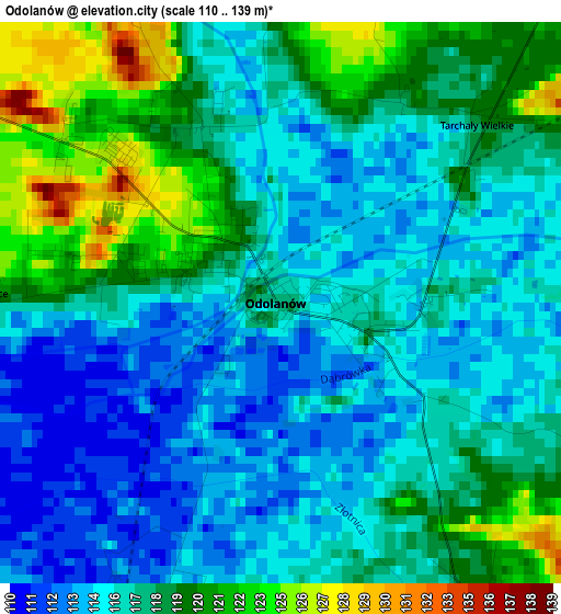 Odolanów elevation map