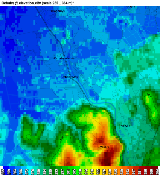 Ochaby elevation map