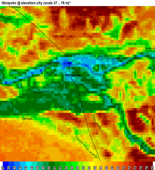 Obrzycko elevation map