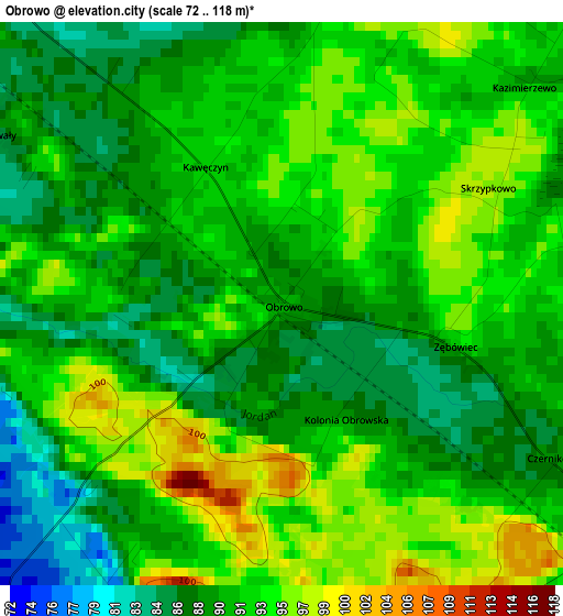 Obrowo elevation map