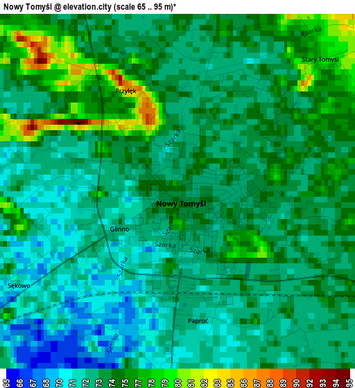 Nowy Tomyśl elevation map