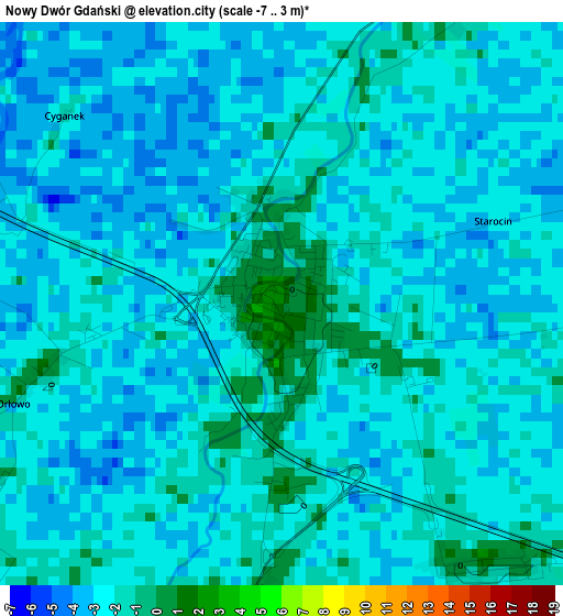 Nowy Dwór Gdański elevation map