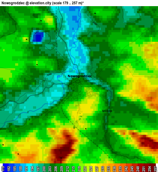 Nowogrodziec elevation map