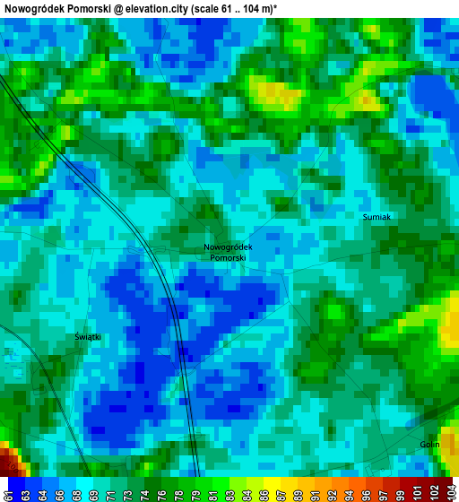 Nowogródek Pomorski elevation map