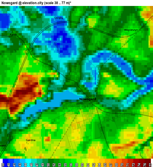 Nowogard elevation map