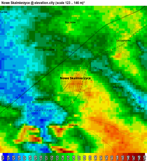 Nowe Skalmierzyce elevation map