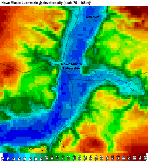 Nowe Miasto Lubawskie elevation map