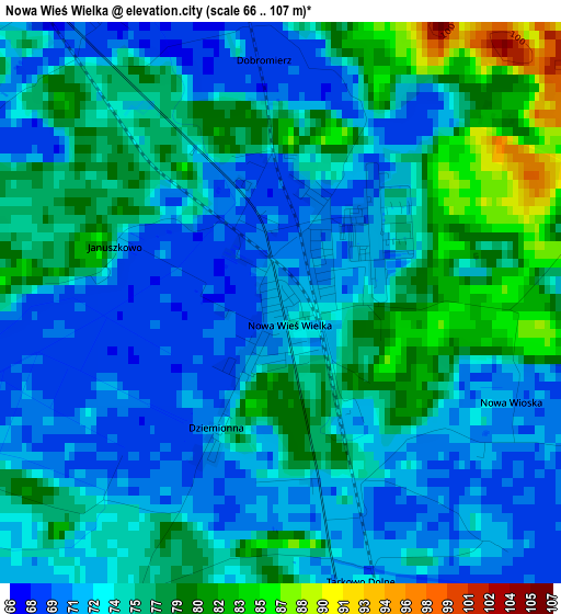 Nowa Wieś Wielka elevation map