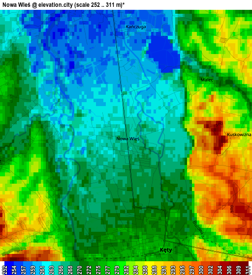 Nowa Wieś elevation map