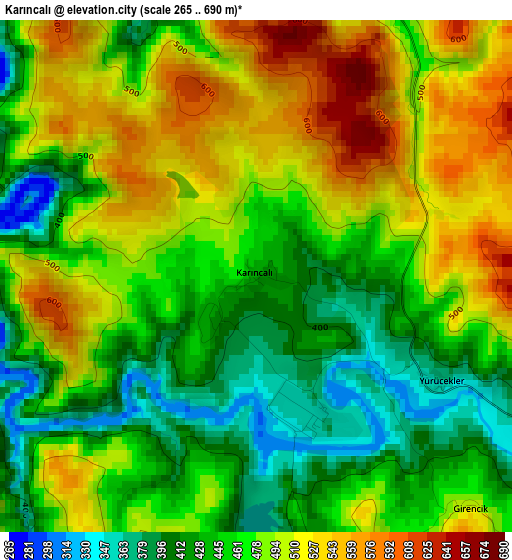 Karıncalı elevation map