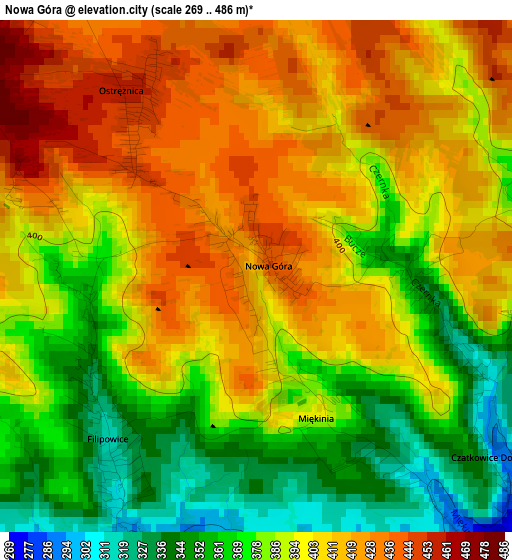 Nowa Góra elevation map