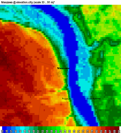 Nieszawa elevation map