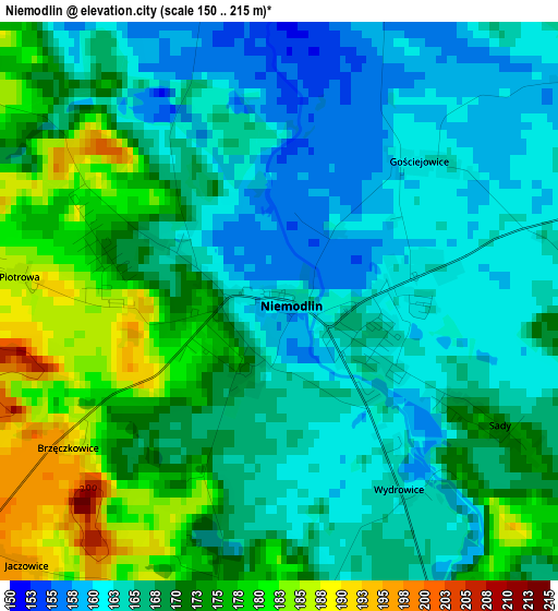 Niemodlin elevation map