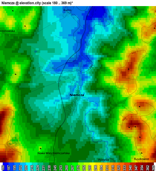 Niemcza elevation map