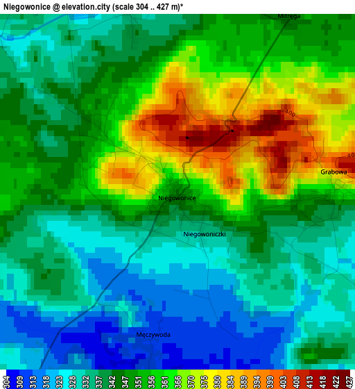 Niegowonice elevation map