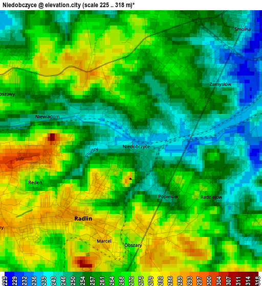 Niedobczyce elevation map