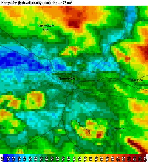 Namysłów elevation map