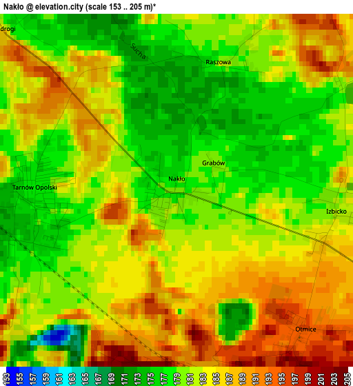 Nakło elevation map