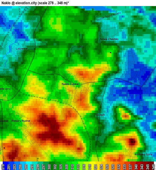 Nakło elevation map