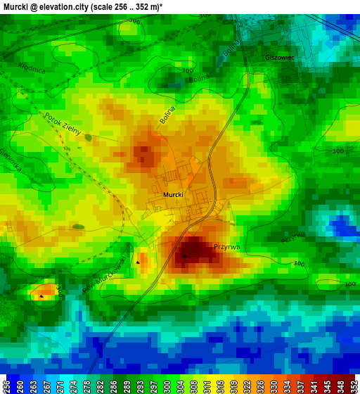 Murcki elevation map