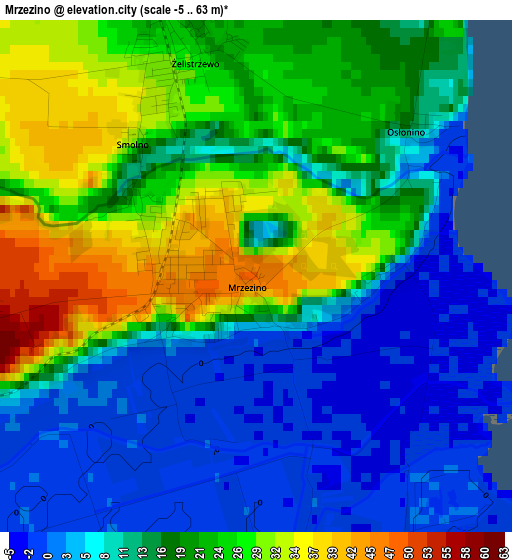 Mrzezino elevation map